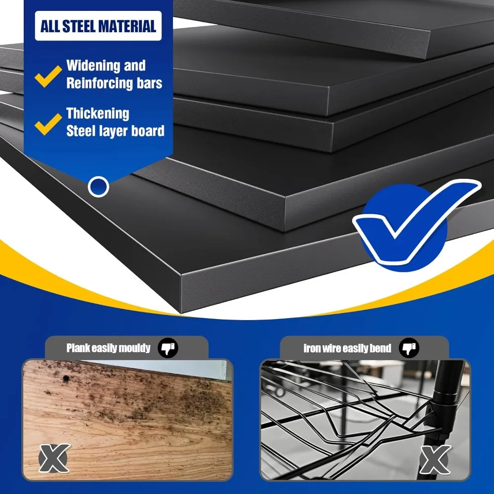 72"H Garage Shelving Heavy Duty Garage Storage Shelves,3000LBs Metal Shelving Unit 5T Adjustable Industrial Utility Shelf