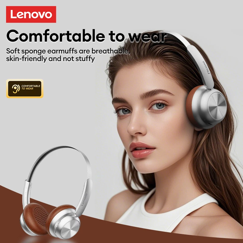 Wahl Lenovo TH66 Wireless Bluetooth 5.4 Headset Long Endurance Low Latency Kopfhörer HD Anruf HiFi Stereo Sound Musik Ohrhörer