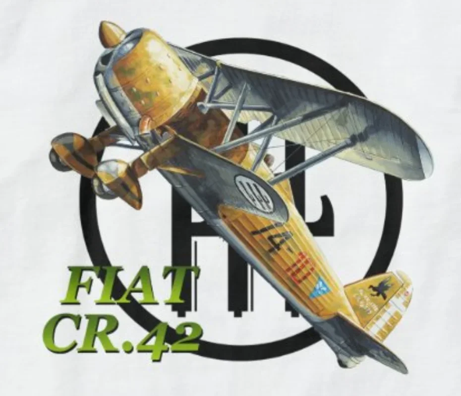 WW II Italian FIAT CR.42 Fighter Airplane T-Shirt. Summer Cotton Short Sleeve O-Neck Mens T Shirt New S-3XL