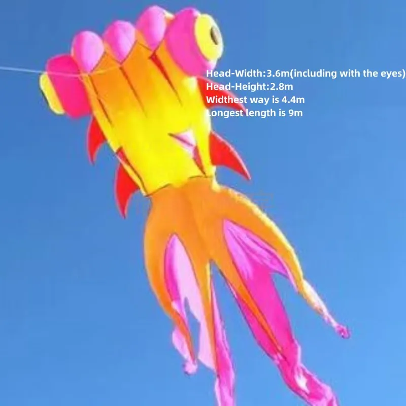 Professional show kite 9m MLS MALAOSI goldfish 30D Ripstop Nylon Fabric Line Laundry Kite Pendant Large soft Inflatable  Kite