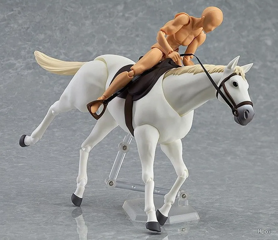 Anime Paard 246 wit en bruin PVC action karakter model speelgoed die kan spelen met Kuncan's lichaam Action Figure Model Speelgoed 16 cm