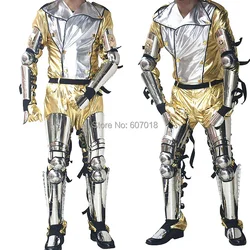 Impersonator Michael Joseph Jackson Costumes Outfit Jacket Handmade Stainless Steel Armor Scream History Tour Concert  Golden