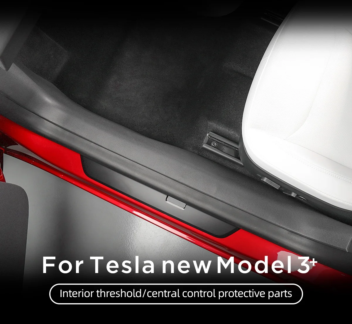 for Tesla Model 3 Highland 2024 Central Control Side Anti-kick Pad Door Sill Strip Guard Protection Cover Left Rudder