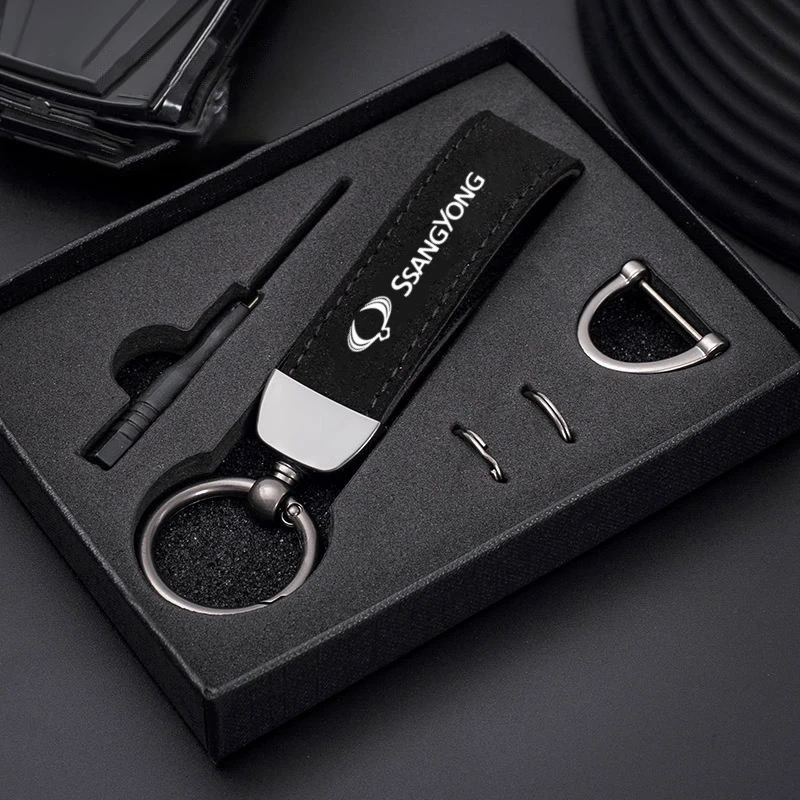 Fashion Suede KeyChain Horseshoe Buckle Key Ring Car Key Rings For SsangYong Actyon Korando Kyron Musso Rexton Tivoli