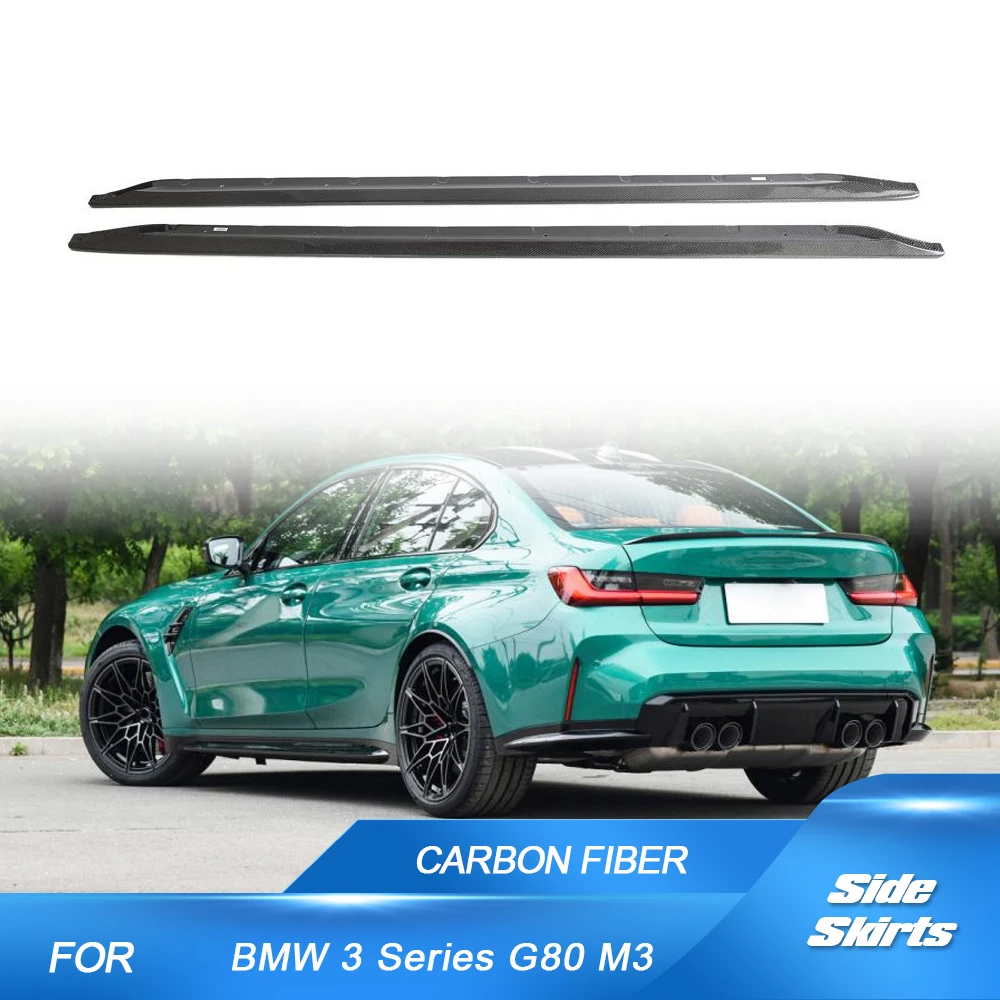 Car Side Skirts Body Kits For BMW 3 Series G80 M3 2019 - 2022 Car Underboard Side Door Bumper Carbon Fiber Skirts Extension Lip