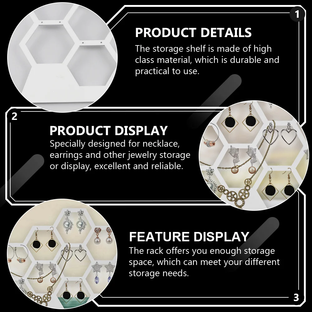 

1Pcs Wooden Honeycomb Shape Jewelry Rack Necklace Storage Rack Earring Display Shelf Jewelry Organizer Shelf Durable Design