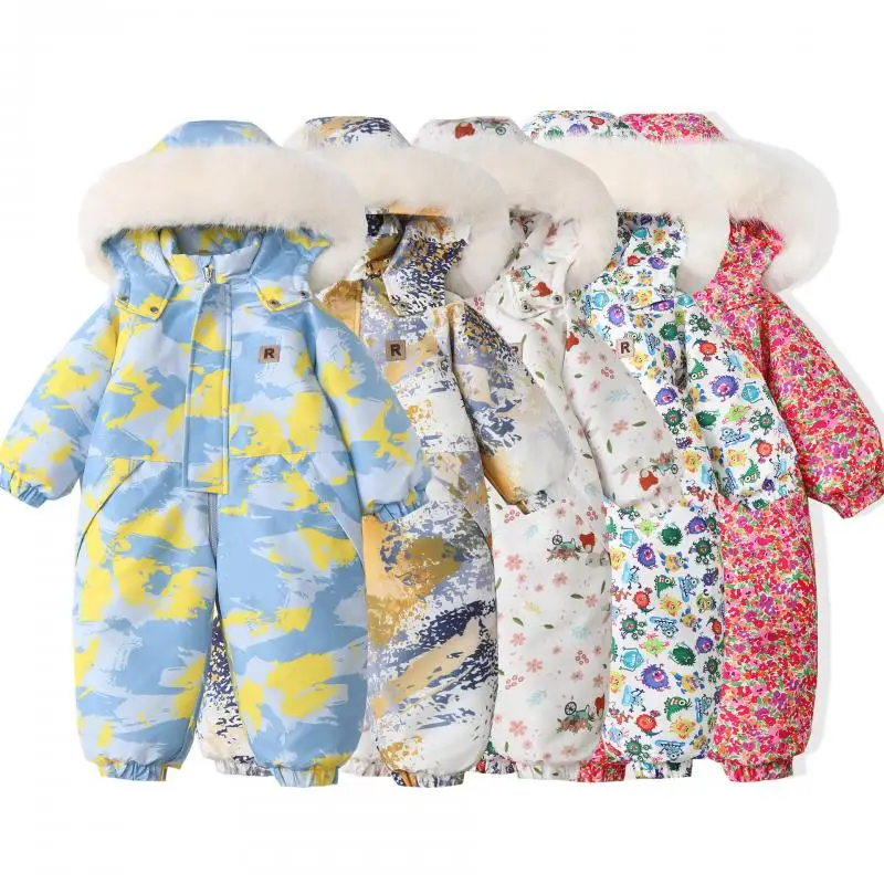 

Winter New Camouflage Flower Monster Rabbit Cartoon Cute and Fashionable Printed Hooded Warm Baby Crawling Clothes