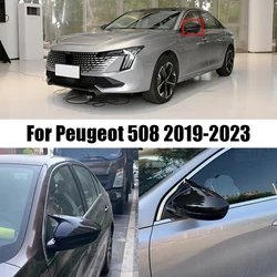 For Peugeot 508 2023 2022 2021 2020 2019 Sharp corner mirror cover ABS material bright black carbon fiber