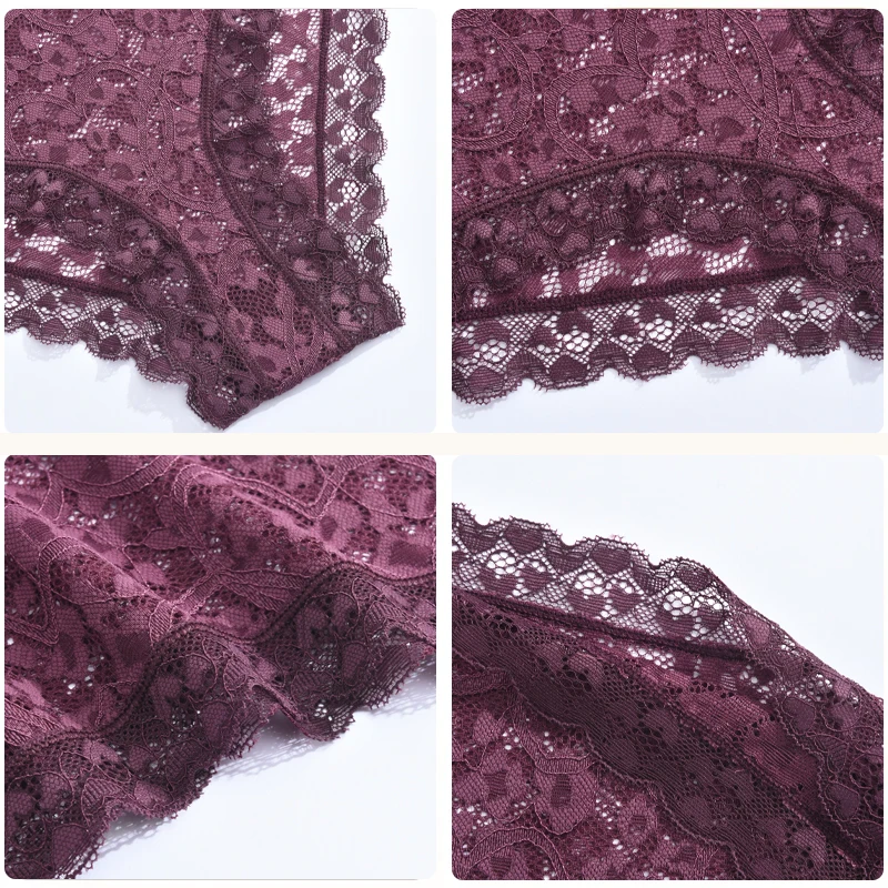 4 ks/sada dámských sexy krajkových kalhotek s vysokým pasem, bezešvé, jednobarevné, prodyšné, pohodlné, perspektivní, intimní prádlo - náhled 5