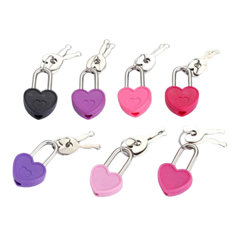 

Plastic Case Mini Heart Shape Padlocks Mini Padlocks With With 2 Keys Lock for Travel Jewelry Box Diary Book Suitcase