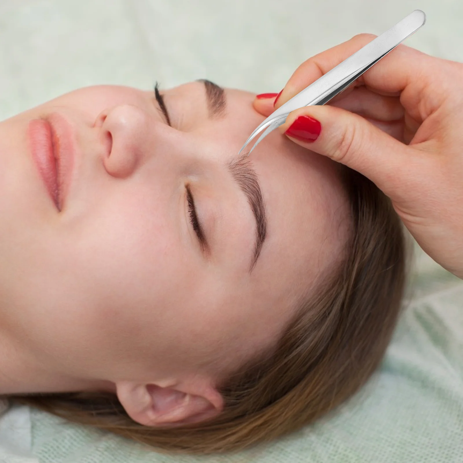 2 pçs pinças de enxerto de cílios de aço inoxidável design de cotovelo leve preciso ferramentas de beleza de cílios postiços para maquiagem de salão de beleza