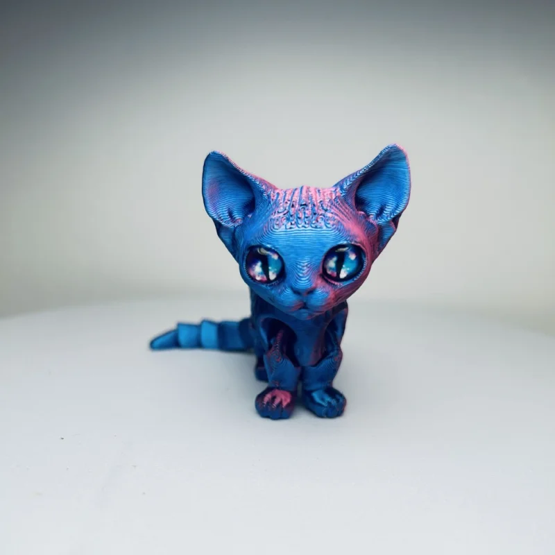 Drukowana w 3D Figurka Kota Syjamskiego z Ruchomymi Stawami, Zabawka Antystresowa, Dekoracja na Biurko, Figurka dla Dzieci i Dorosłych, Prezent