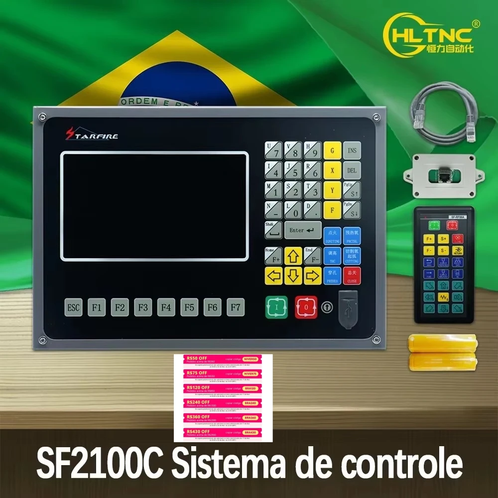 Brazil Shipped 2 Axis Plasma Motion Controller SF2100C + SF-RF06A Supports G Code 400Mhz CNC Control System For Plasma