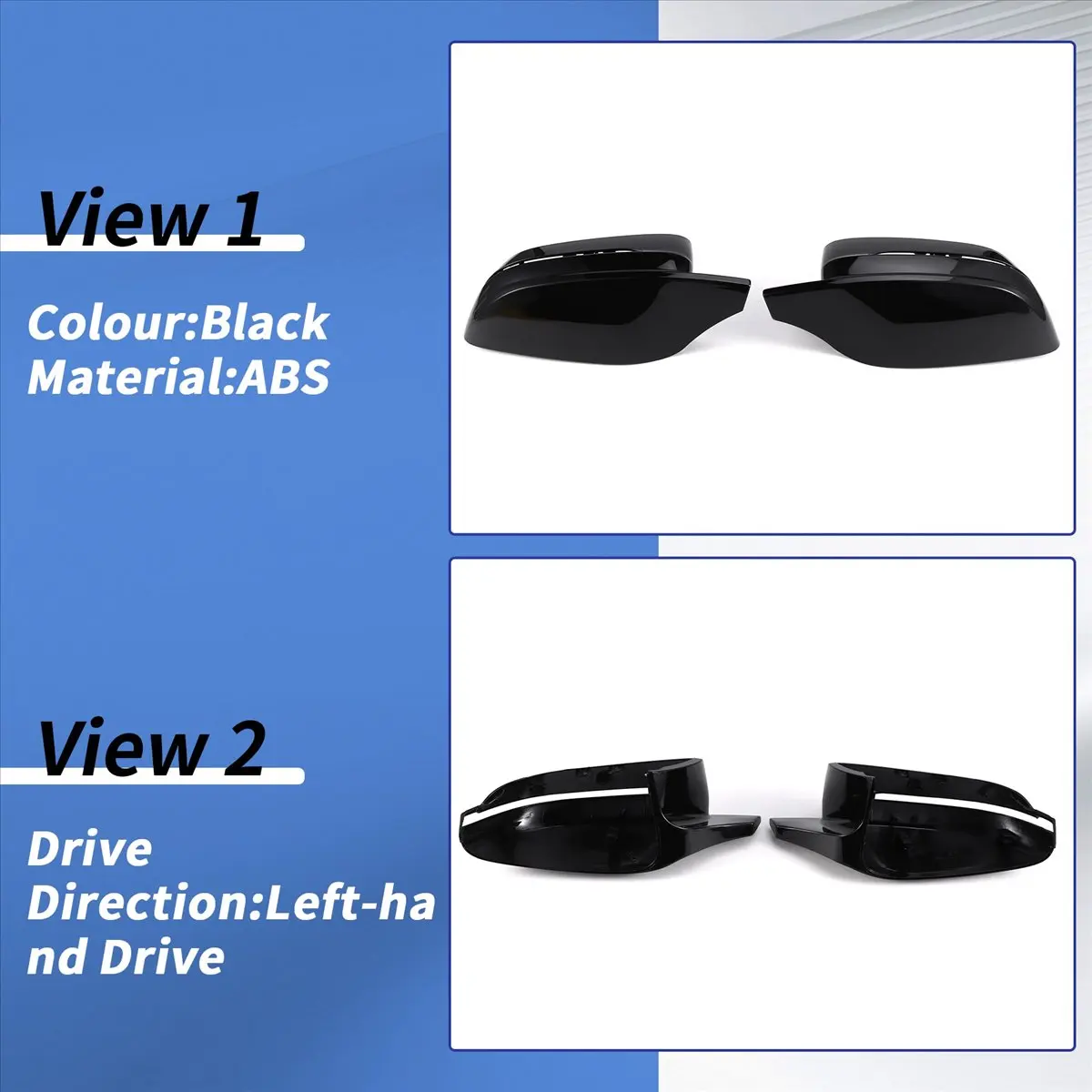 NCSMT Car Side Wing Mirror Cover for BMW 3 5 7 8 Series G20 G21 G28 320d 330e 330i G30 G38 G11 G12 G15 G16 LHD,Black