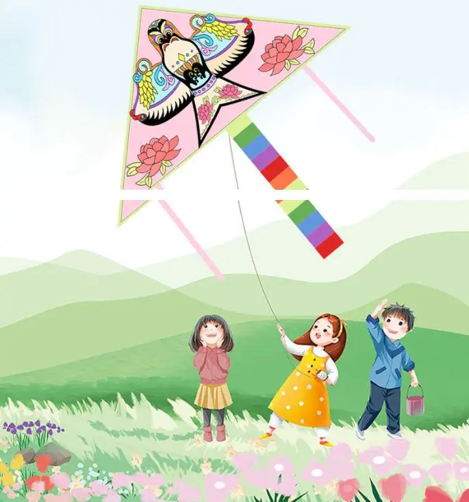 Cometa DIY para primavera, verano y otoño, cometa de pastizales, brisa para volar, niños y adultos, cometas de cola grande, pintura a cuadros, diversión al aire libre, juguetes deportivos