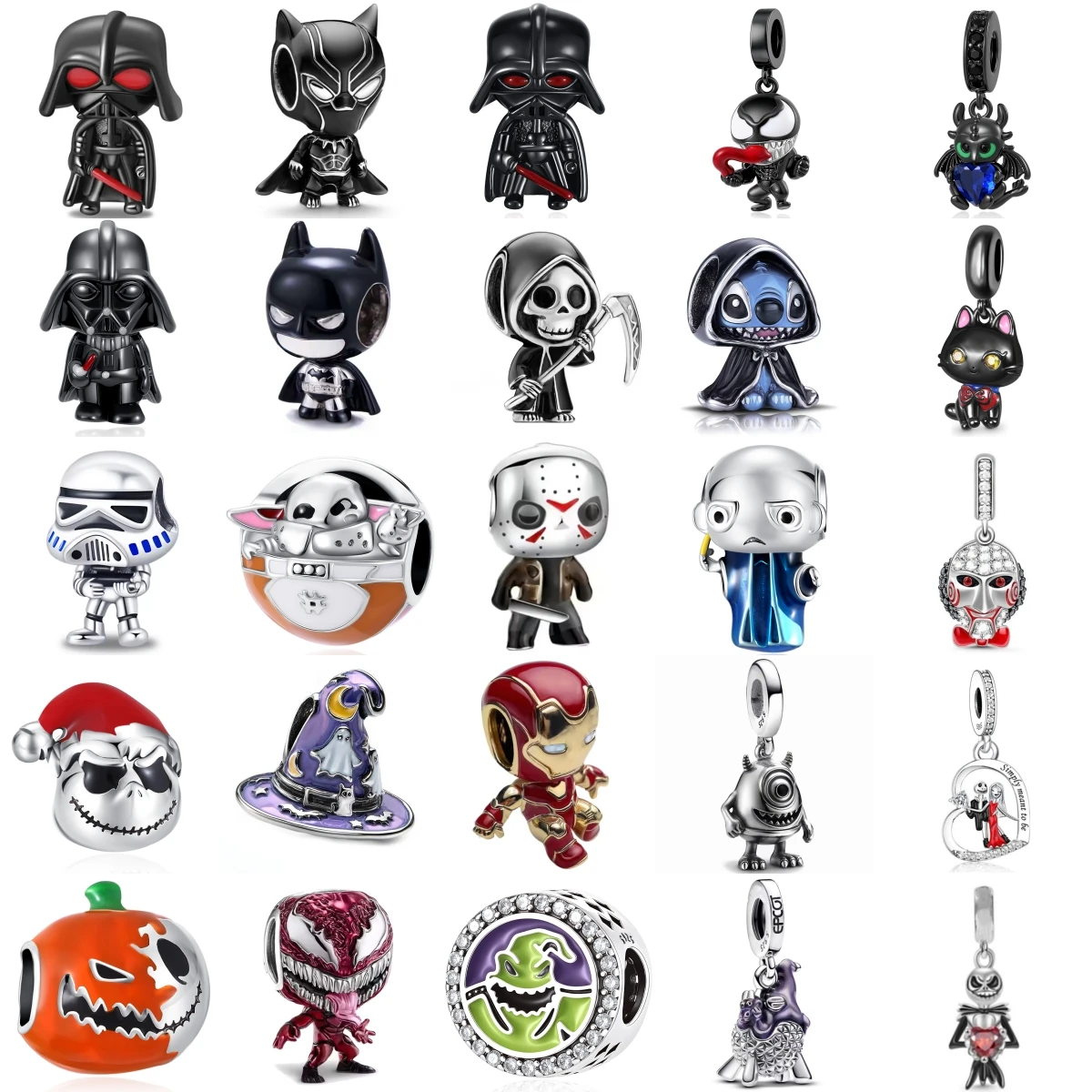 

Оригинальное ожерелье из стерлингового серебра 925 пробы с подвесками в виде тыквы и черепа из серии Disney Halloween, украшенное бусинами, для самостоятельного изготовления украшений, модный подарок, аксессуары