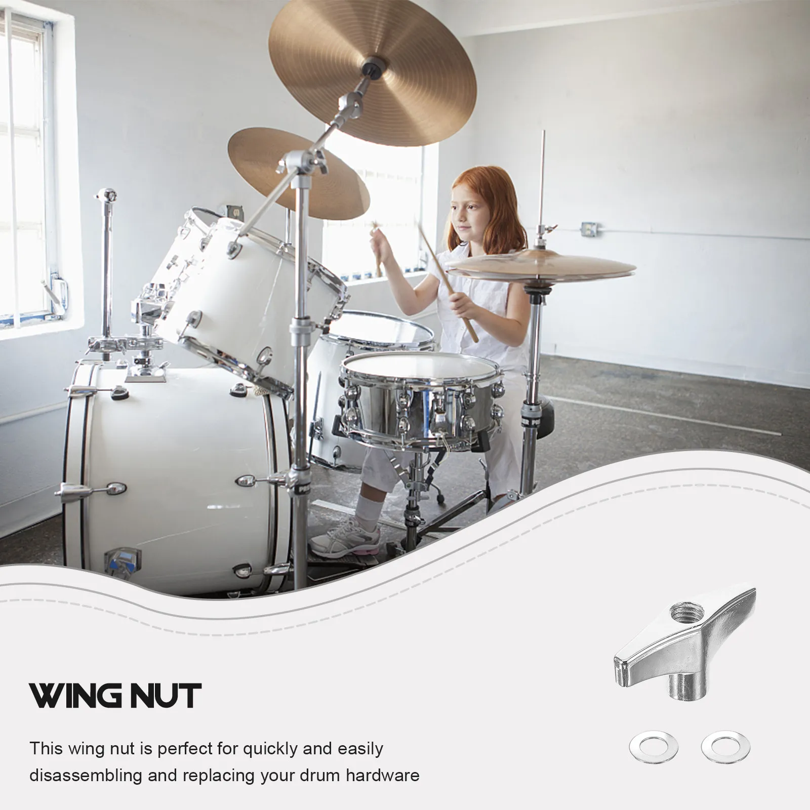 Stainless Steel Butterfly Wing Nuts for Drum Cymbal Mounting – Hand-Tighten Secure Fasteners, 1 Set