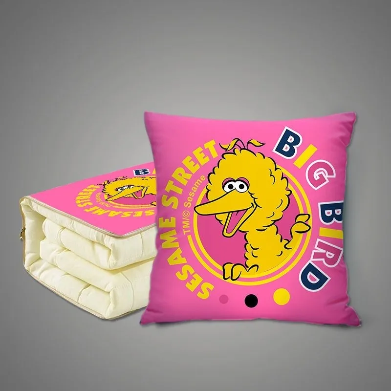 Sesame Street Big Bird Elmo Cookie Monster Creative Printed Multifunctional Pillow Quilt 2-in-1 Student Dormitory Blanket Gift