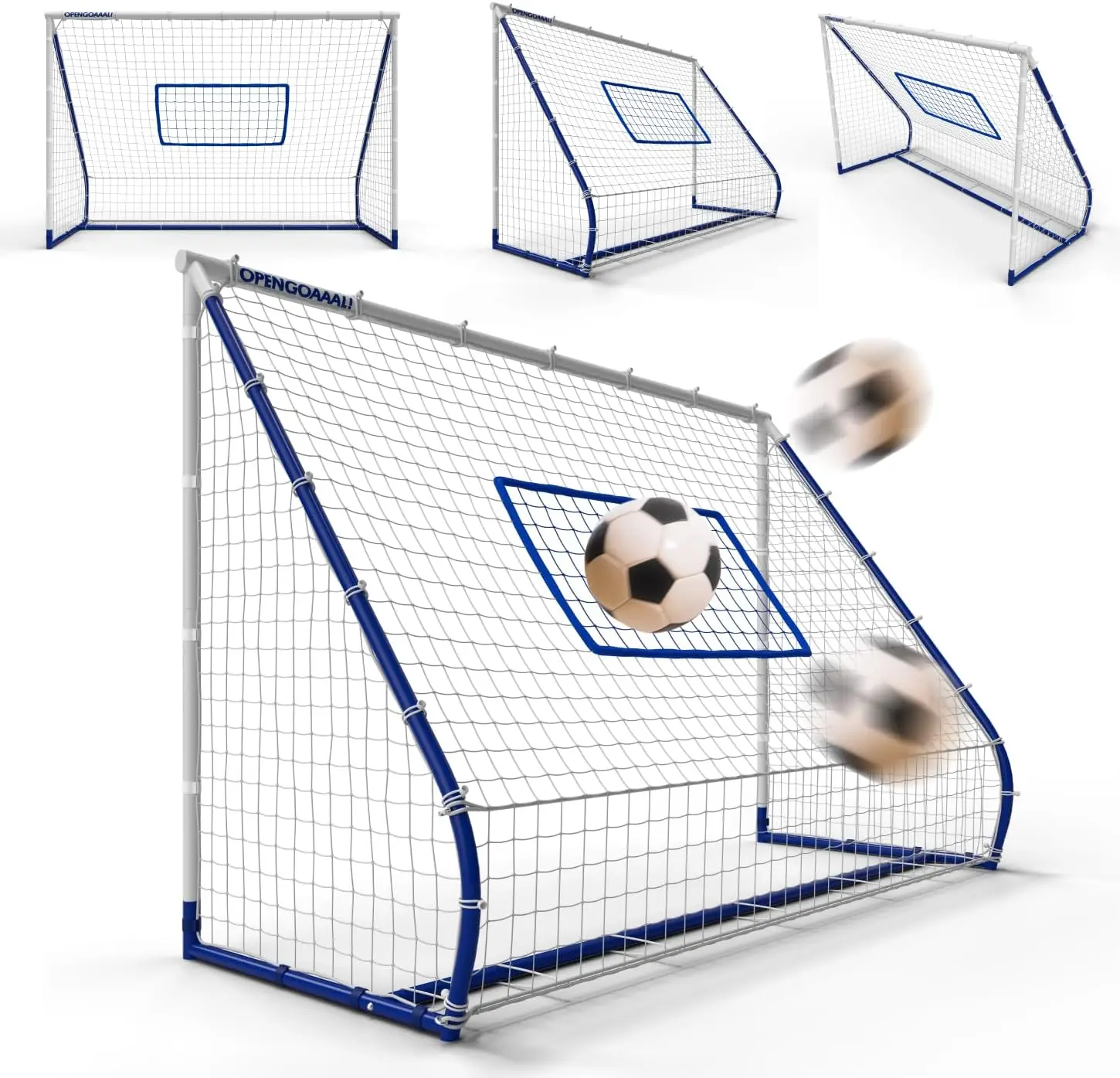 

3-in-1 Soccer Rebounder Goal 4x6 ft Adjustable Angle for Shooting Passing and Ball Control Training