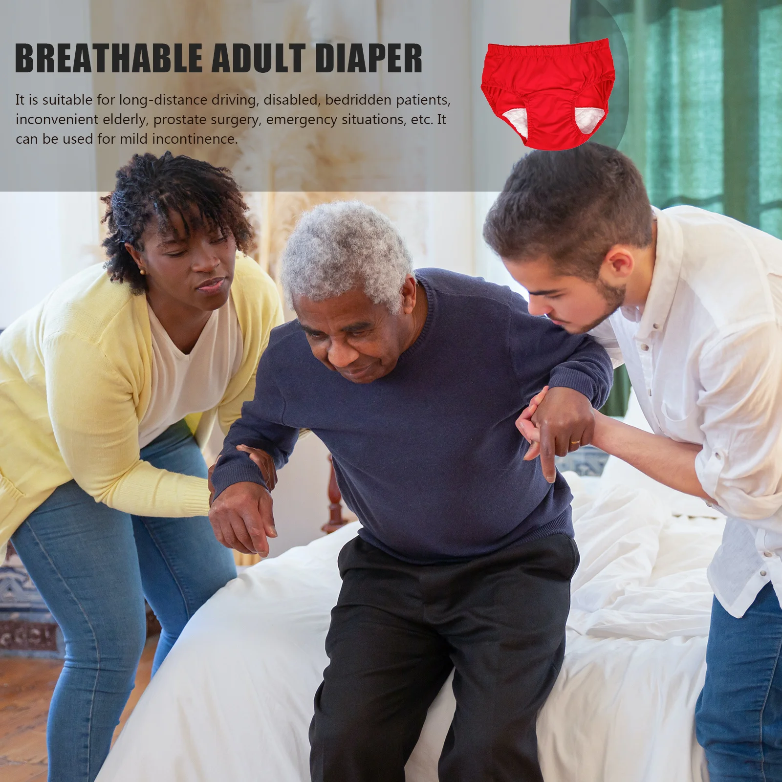 

Comfortable Incontinence Diaper Breathable Adult Underwear Travel Accessory Easy to Clean Fast Drying Care Diaper