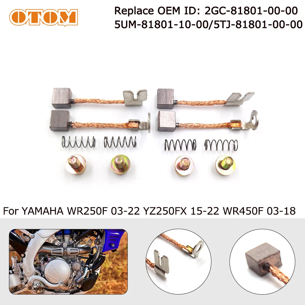 

Motorcycle Starter Motor Carbon Brush Set For YAMAHA YZ250F YZ450FX WR250F WR250FK WR450F Repair Clean Wire Terminal Accessories