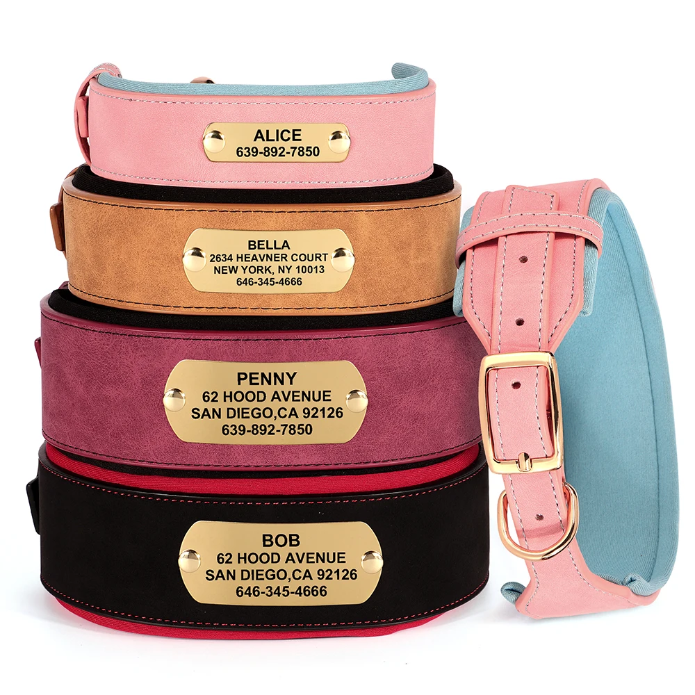 Wide Personalized PU Dog Collar 3