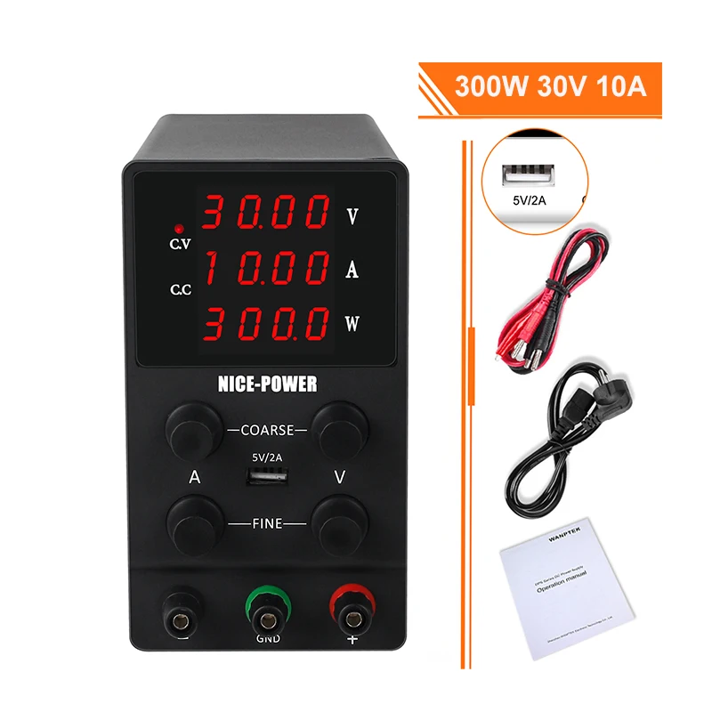 30V 10A/5A Adjustable Laboratory DC Power Supply Variable Voltage Current Regulator For Repair Phone PCB Charging Option RS-232