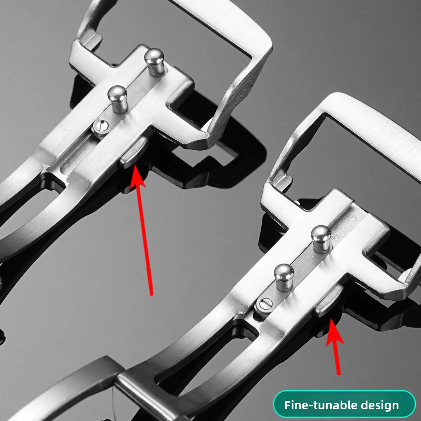 롱진용 18mm 조절 가능한 버터플라이 디플로이먼트 시계 버클 304L 솔리드 스테인리스 스틸 버클 메탈 클라스프 실버 시계 버튼