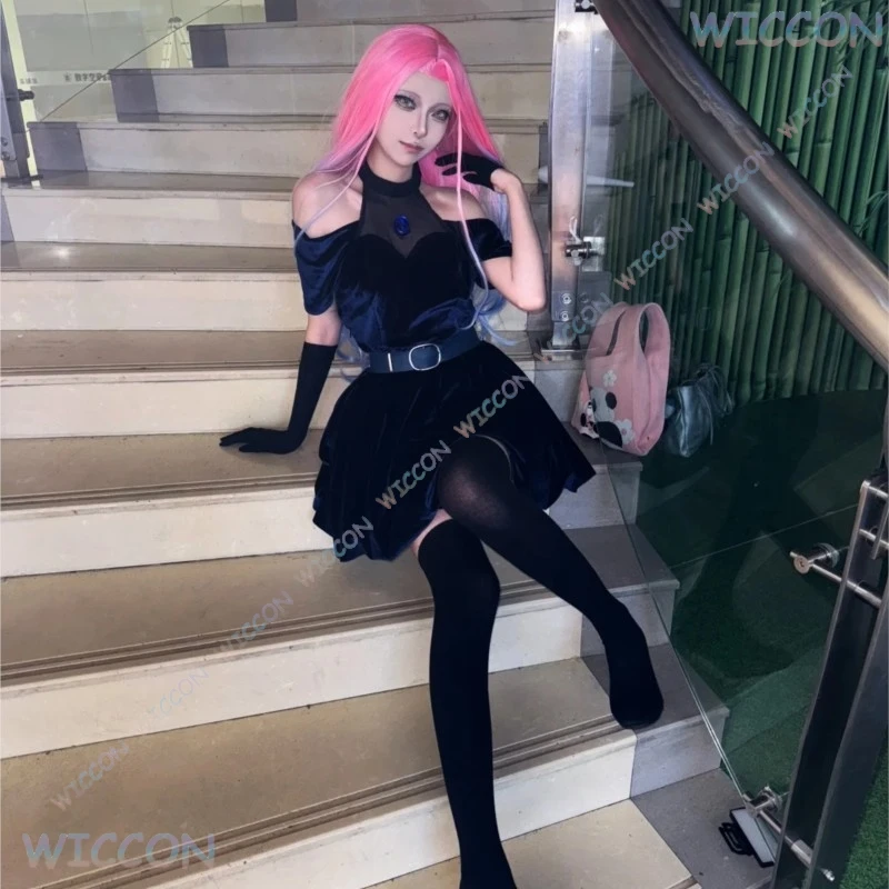 

Anime Alien Stage Cosplay Mizi Cosplay Costume Wig Halloween Anime Clothes Game Outfits Stage Black Gorgeous Dress Women
