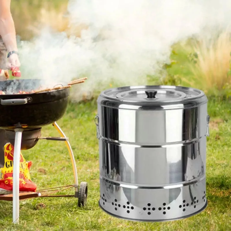 Outdoor Camping Smokeless Barbecue Hanging Grill Portable Tabletop Cooking Grill Stoves Charcoal BBQ Grill Barrel for Picnic