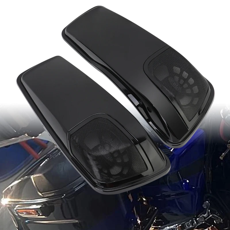 Tapas de altavoz de Alforja dura, cubierta negra para motocicleta Harley Touring Road Street Electra Glide 2014-2020 19 18 17 16 15, 1 par