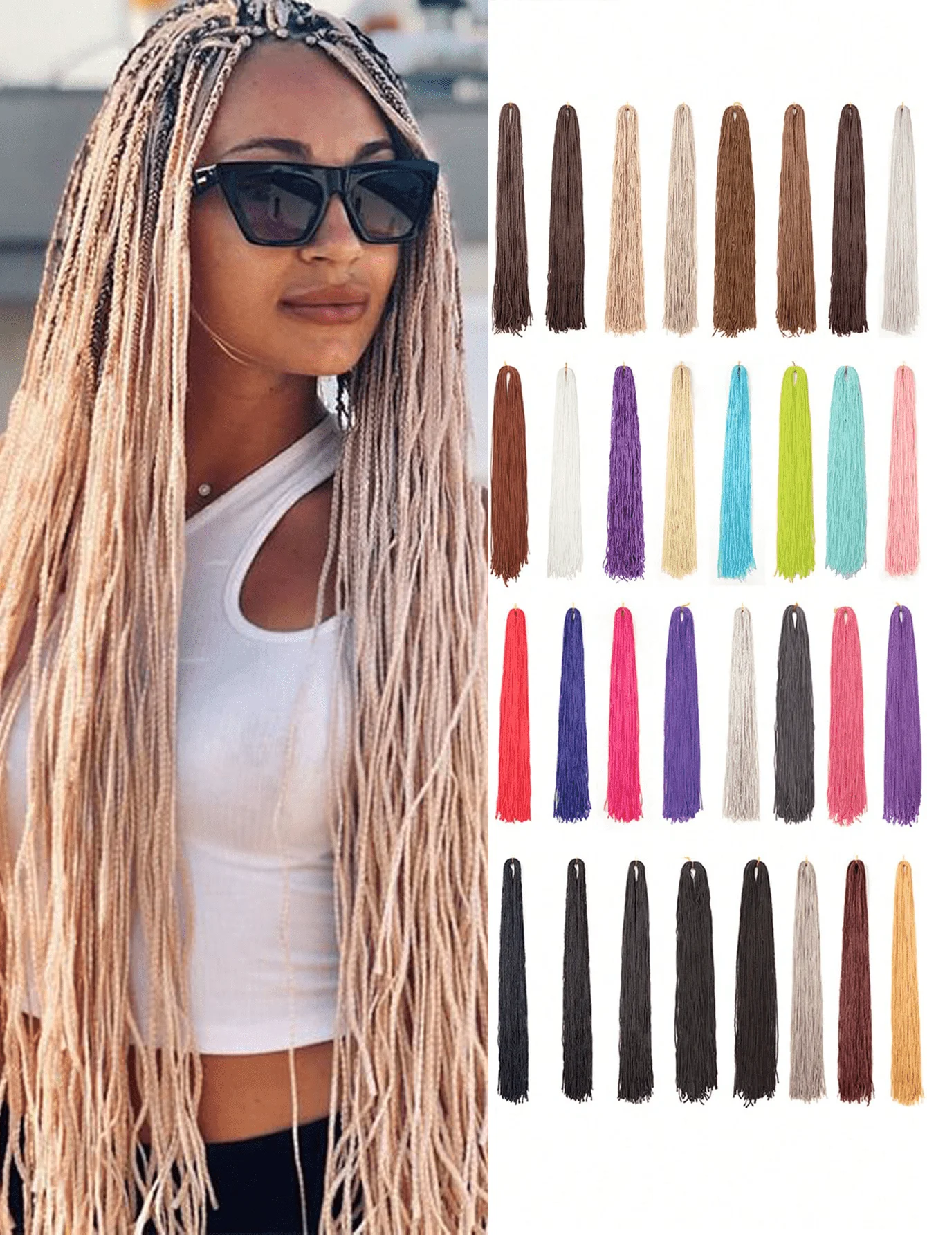 Long Micro 3X Pre-Looped Synthetic ZIZI Braids 24Inch Thin Small Box Braid Crochet Twisted Hair Synthetic Braids Hair