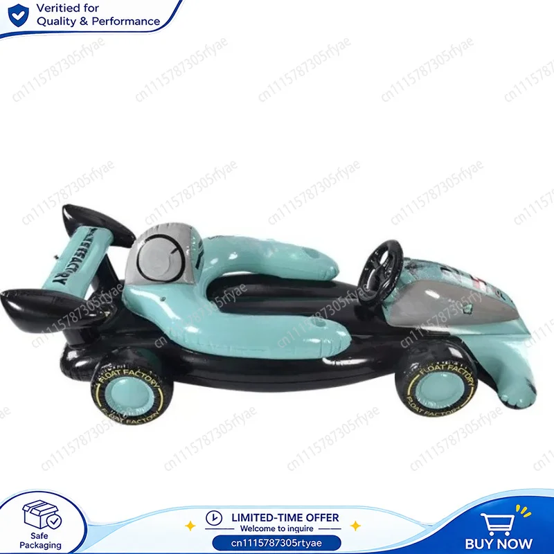 Large Inflatable Racing Car Floating Raft Portable Water Yacht Seat Toy PVC Pool Float for Swimming Pool Beach Summer
