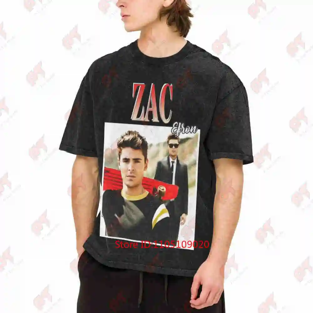Zac Efron Vintage Washed Tee Pure Cotton T-Shirt