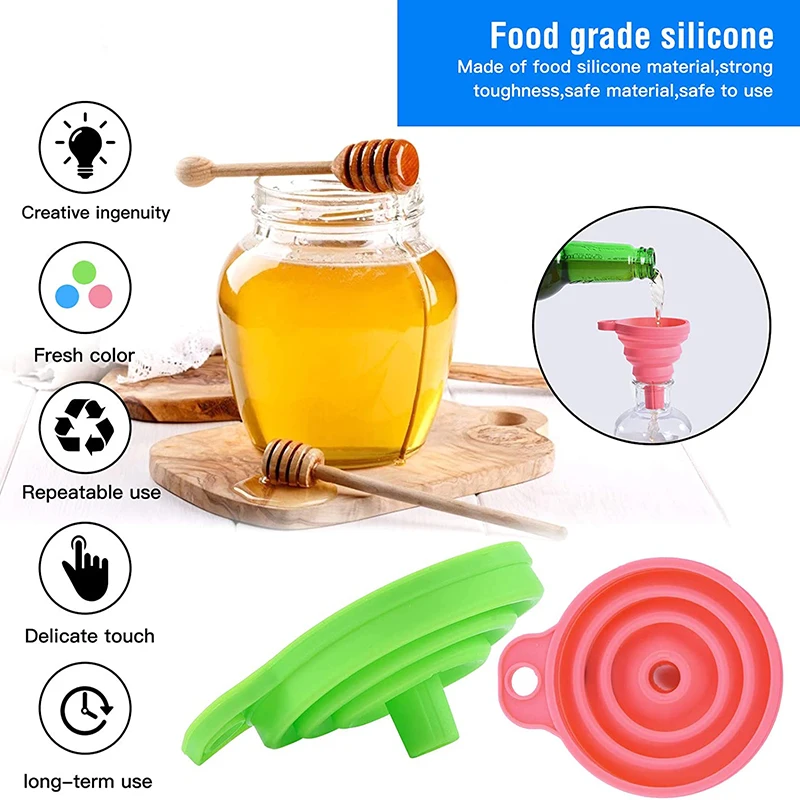 Foldable Funnel Silicone Collapsible Portable Funnels for Fuel Hopper Beer Oil Kitchen Accessories Tools