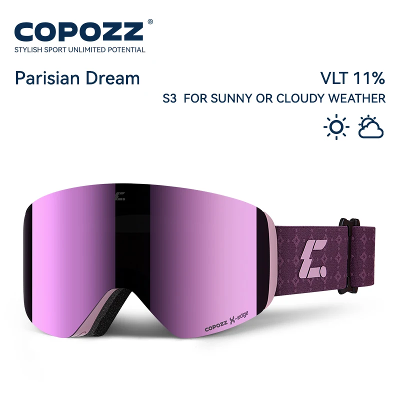 

COPOZZ Winter Magnetic Ski Goggles Adult Outdoor UV400 Protection High-definition Anti-fog Detachable Women Men Snowboard Goggle