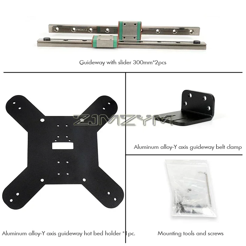 B-M Linear Guide Rail Kit 300mm Y axis Linear Rail Guide Kit for KP3S Pro Printer, with Heated Bed Support Plate and Accessories