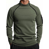 Autumn Winter Men's Polar Fleece Sweatshirt Outdoor Warm Tactical Double Zipper Stand Collar Top Casual Solid Color Sweatshirt