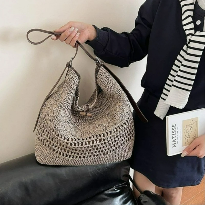 

NewBohemian-style Handcrafted Straw Handbag Perfect for Women's Light Commuting Versatile and Large-capacity Crossbody Tote Bag