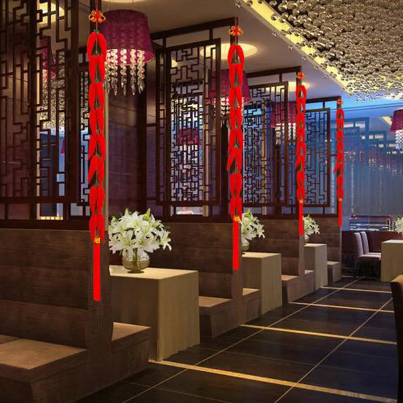 مهرجان الربيع عقدة صينية قلادة فانوس المفرقعات النارية الفلفل الأحمر سلسلة المعلقات حلية 2024 السنة الجديدة معلقة الديكور #5