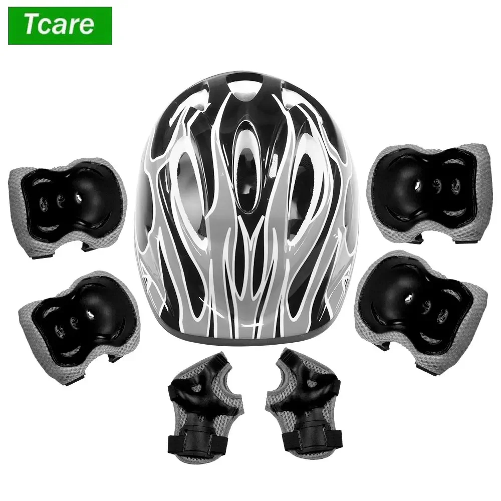 7Pcs/Set Kids Protective Gear Adjustable for 3-10yrs Helmet Elbow Pads Wrist Guard for Sport Cycling Bike Roller Skating Scooter