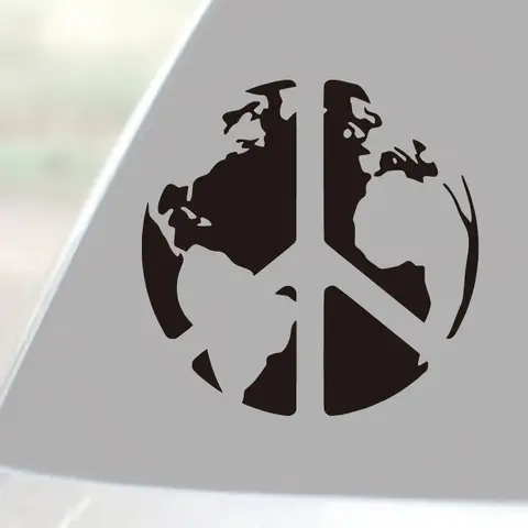 Spread Global Peace Vibes Unique World Peace Sign Sticker  Merge the Iconic Peace Symbol with Earth’s Silhouette Perfect car