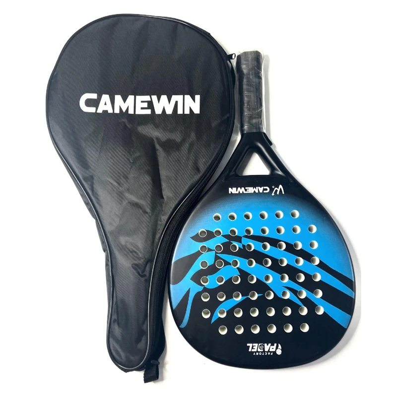 CAMEWIN raket Padel serat karbon EVA, raket raket wajah dengan bantalan, penutup tas warna biru