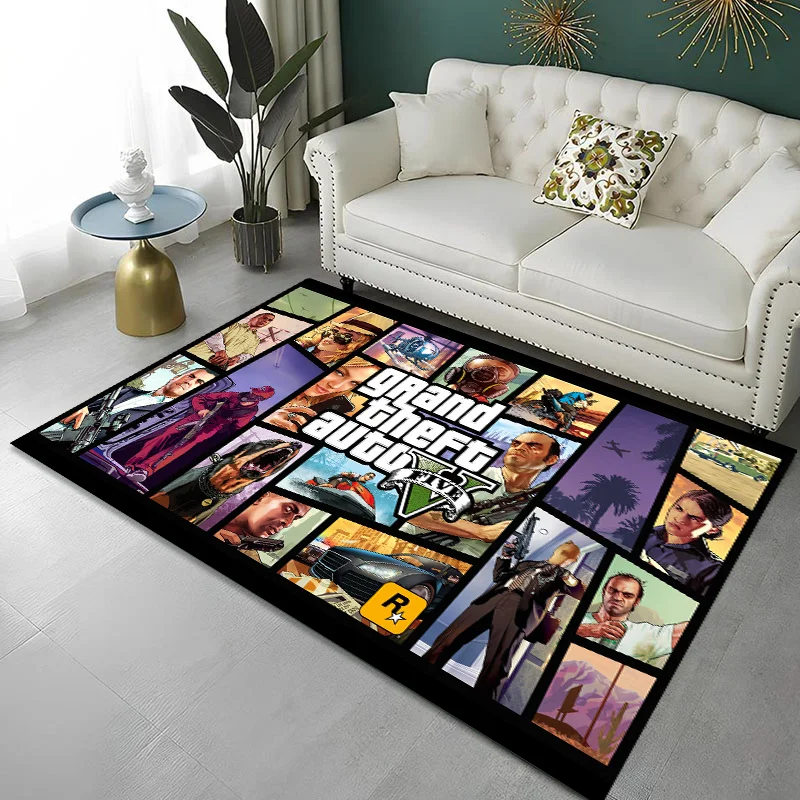 

Game G-GTA F-fivePrinted Carpet Non -slip Multi Function carpets Living Room Rugs Entrance Floor mat Home Kitchen Hallway Decor