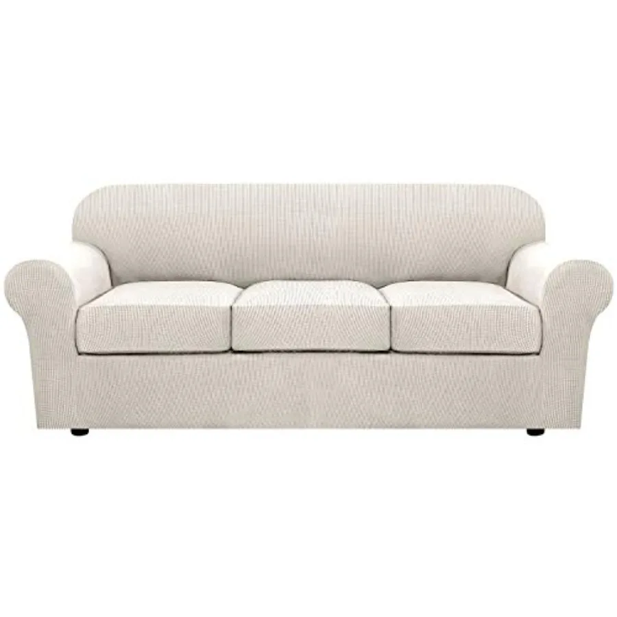 4 Pcs Stretch Couch Covers for 3 Cushion Couch Sofa Furniture Slipcovers Feature Upgraded Thicker Jacquard Fabric Sofa
