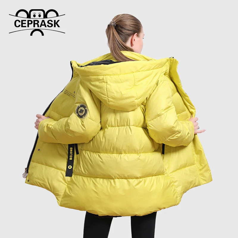 CEPRASK-Chaqueta de invierno con capucha para mujer, Parkas gruesas, informales, sueltas, acolchadas, de colores brillantes, cálidas, 2023