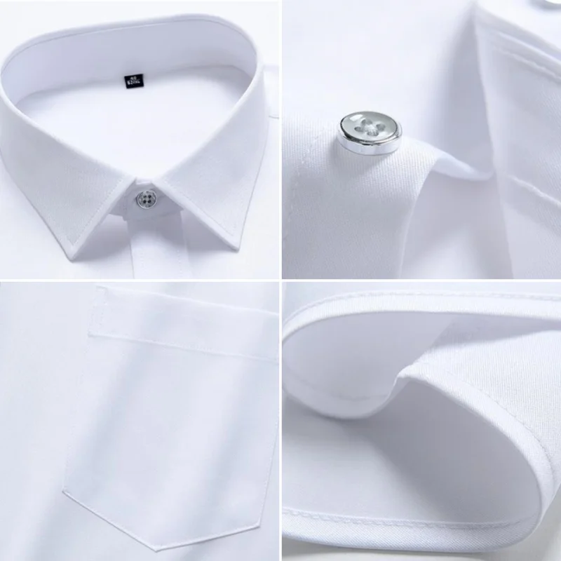 Camisas de algodón antiarrugas para hombres, camisas de vestir de manga larga para hombres, Camisa ajustada, blusa de negocios Social, Camisa blanca