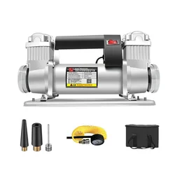 12V/24V High-pressure Air Pump Double Cylinder Inflator Fast Off-road Play Sand Pump High Power Car Tyre Inflation Pump