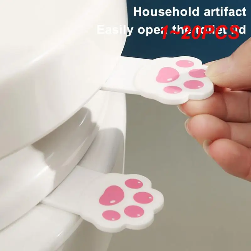 1~20PCS Cute Toilet Seat Lifter Cartoon Toilet Lid Lifter Creative Cat Claw Lid Lifter Flap Opener Isolate Bacterium Bathroom