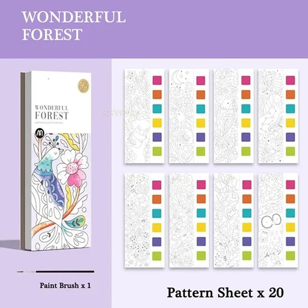 20pcs Watercolor Painting Coloring Paper Fine Grain Watercolor Paper Set With Brush Perfect Gift